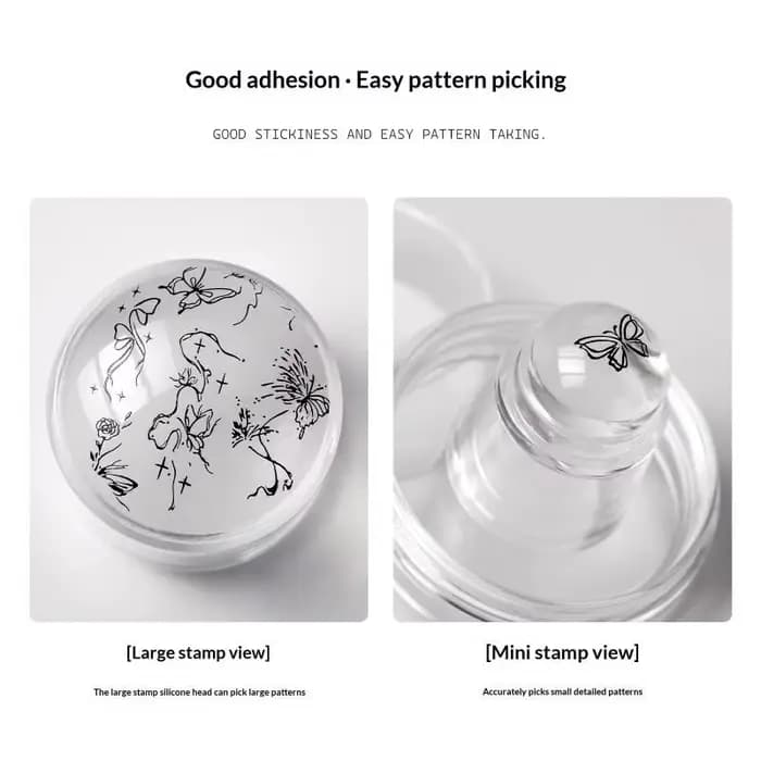 Outil de tamponnage pour ongles en silicone à double tête, transparent, pour manucure française, modèle DIY pour la création de motifs d'ongles en salon et à domicile
