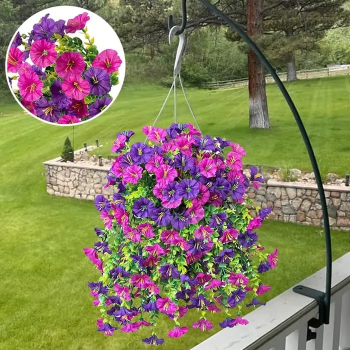 Décoration murale artificielle de gloire du matin, fausses plantes violettes suspendues, fleurs simulées pour la maison, le jardin, les mariages, l'extérieur polyvalentes