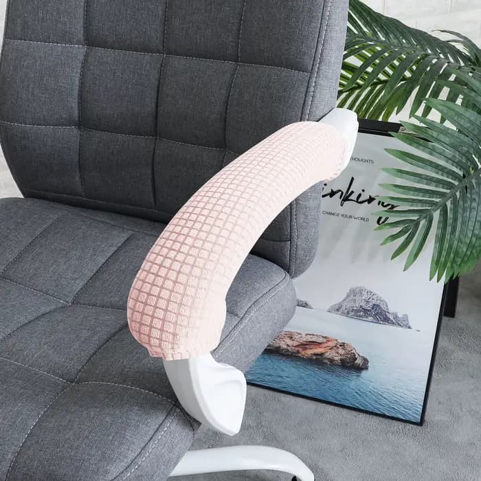 1 paire de housses d'accoudoir de chaise de couleur unie avec fermeture éclair