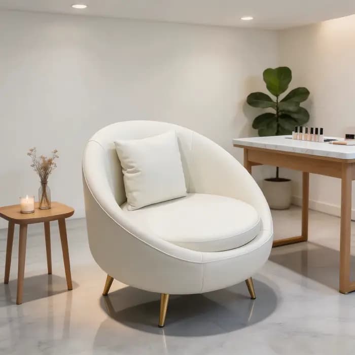 Fauteuil d'appoint blanc crème avec coussin