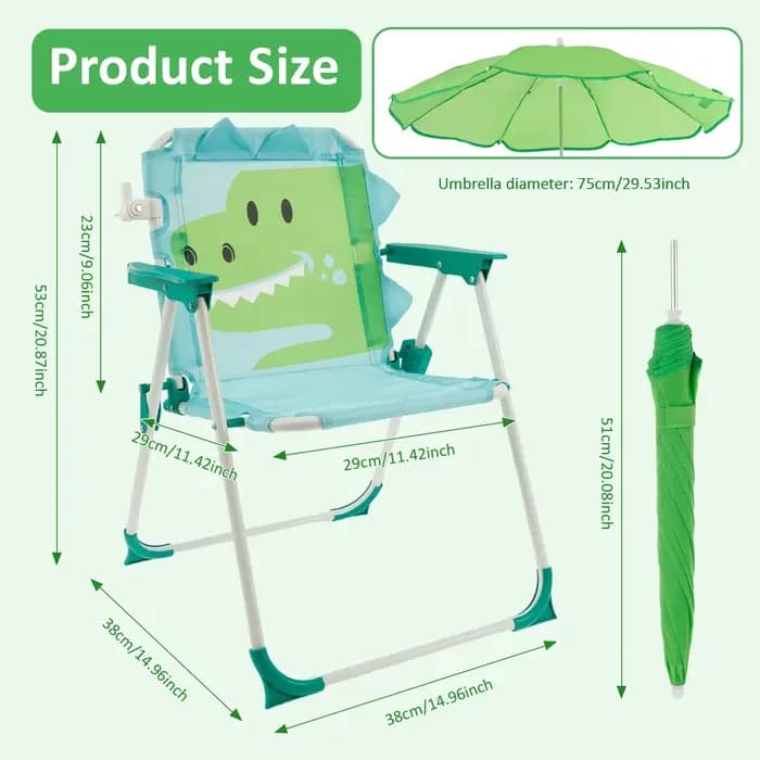 Chaise de plage pliable pour enfants avec parasol