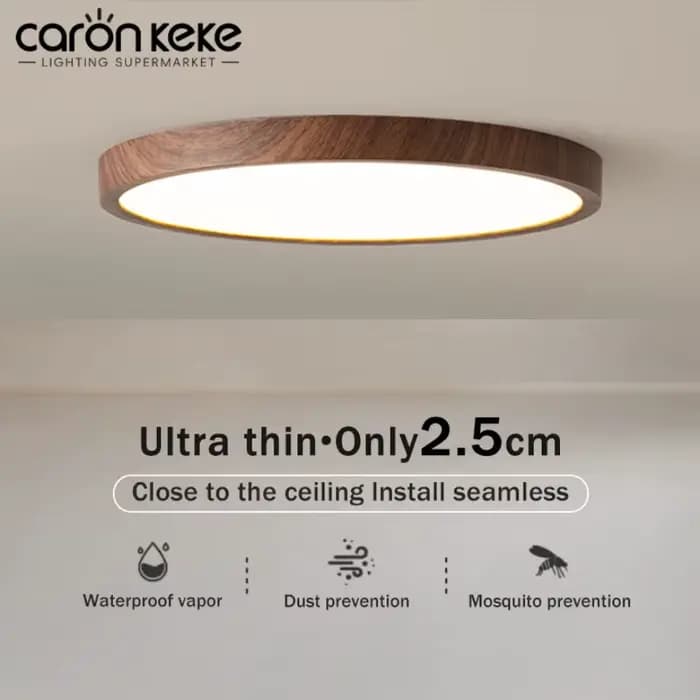 Plafond moderne à LEDs lumière circulaire ultra-mince Grain de bois noyer lumière décorative chambre salle à manger salon intérieur maison lumière