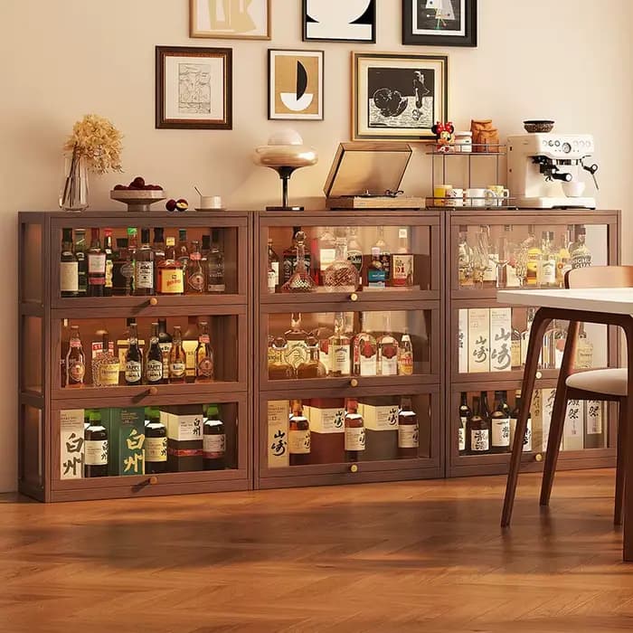 Meuble de Rangement Design pour Vins, Vitrine de Luxe Moderne pour Salon, Restaurant, Bar, Meuble Commercial, Suite de Mobilier de Salon