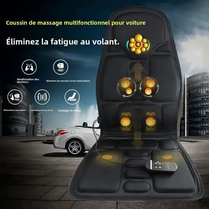 Coussin de massage vibrant chauffant électrique universel pour voiture et maison, masseur lombaire pour soulager le stress musculaire quotidien