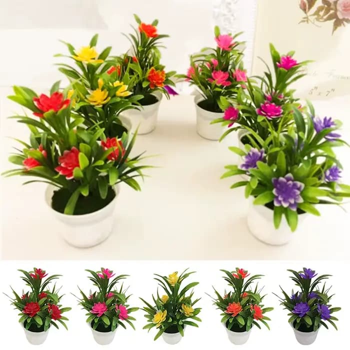 Pot de plantes à fleurs artificielles, simulation de fausses fleurs en plastique, décoration de maison et de bureau, bonsaï de bureau, ornements de balcon pour fête de mariage