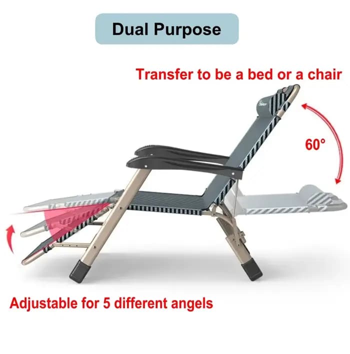 Chaise longue pliante d'extérieur avec coussin moelleux pour jardin