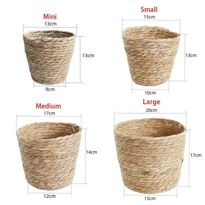 1 pièces pour Terraces de jardin Pot de fleur panier de jardinière rotin paille herbe tissé Pot de fleurs Mini/S/M/L décoration de meubles