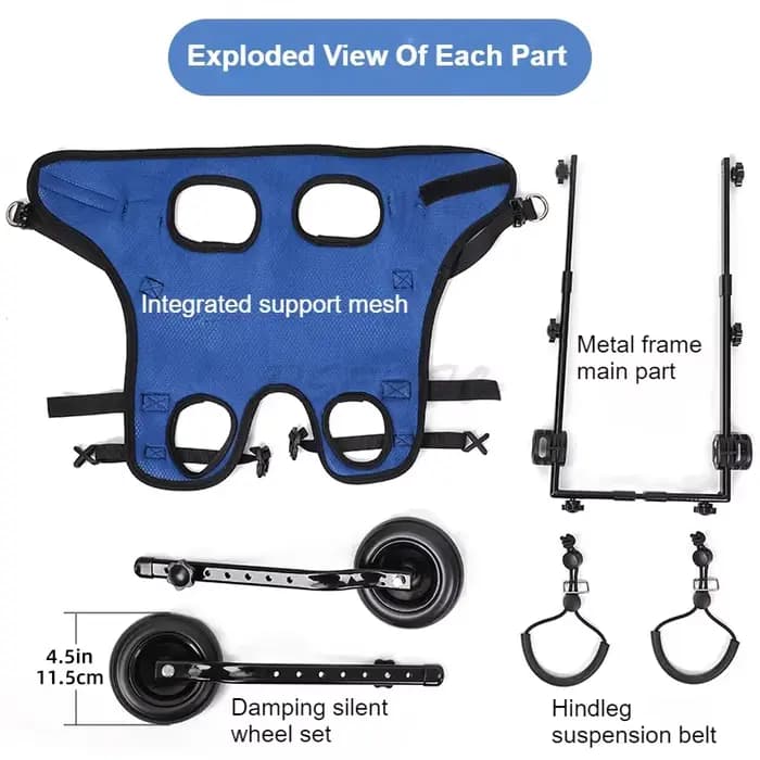 Fauteuil roulant réglable pour chien, membre arrière, pour animaux de compagnie handicapés, chat, chiens, aide à la mobilité, jambes de chariot, rééducation légère, outils de marche pour animaux de co