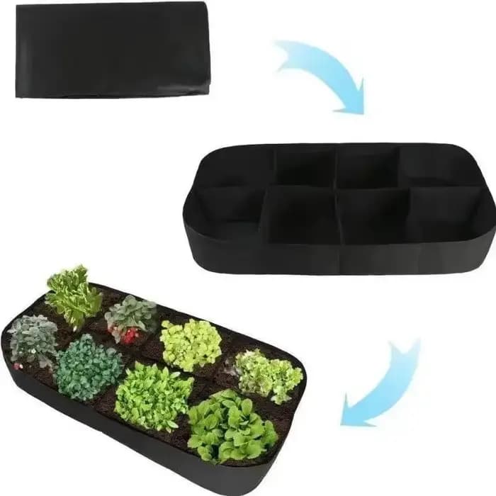 Jardinière surélevée en tissu à 8 compartiments