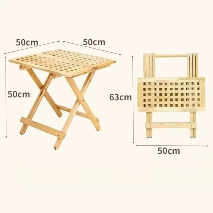 Tables basses de balcon en bois massif, grille carrée, Table de chevet pliante Portable, style nordique Simple, meubles de maison sans installation