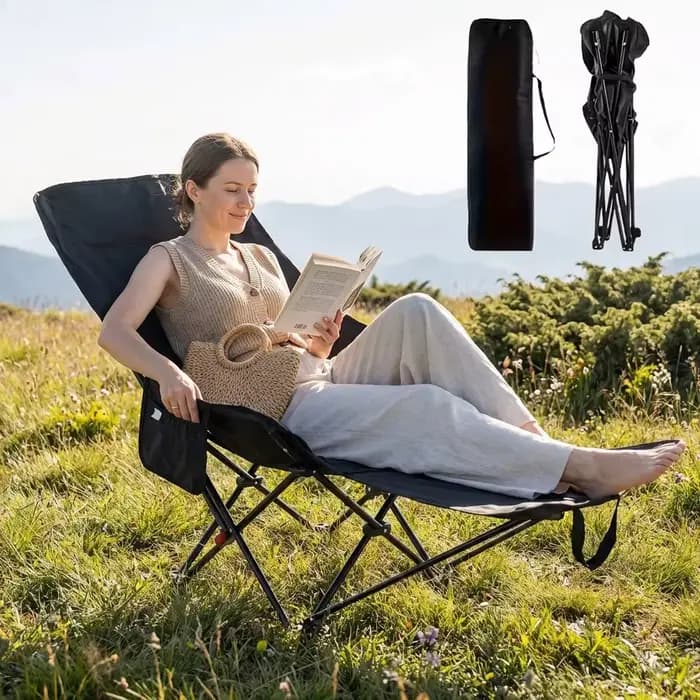 Chaise de plage pliable robuste de 300 livres avec hauteur réglable et dossier croisé