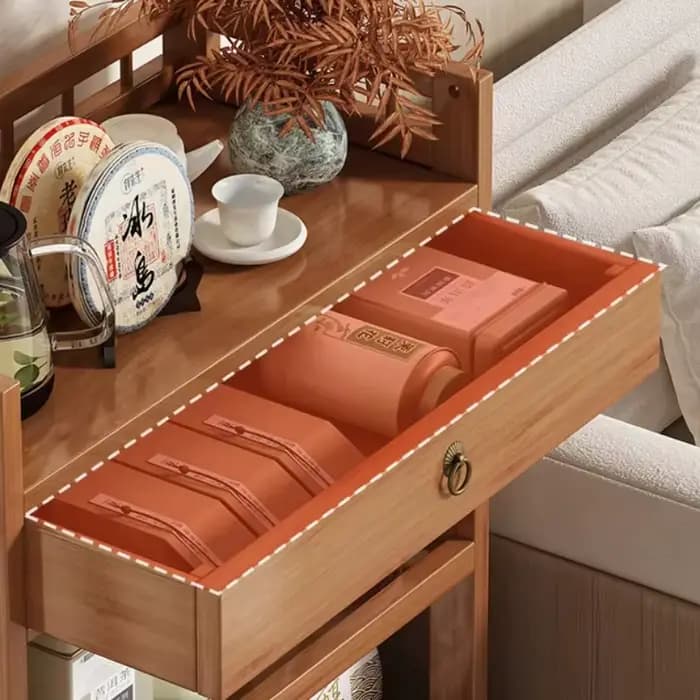 Table d'appoint mobile de canapé en bambou