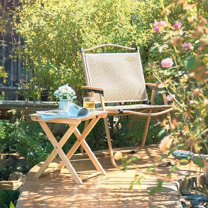 Chaise Tissée Pliante en Rotin PE