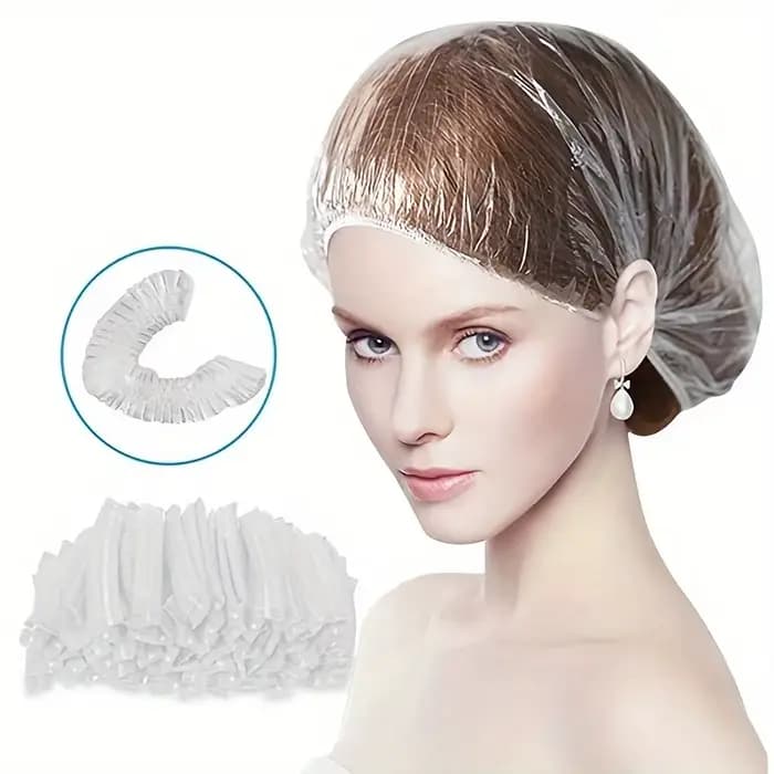 Lot de 100 bonnets jetables, pour salon de beauté, hôtel, coloration capillaire, bonnet de douche imperméable, bonnet pour coloration, anti-poussière et préservant la fraîcheur