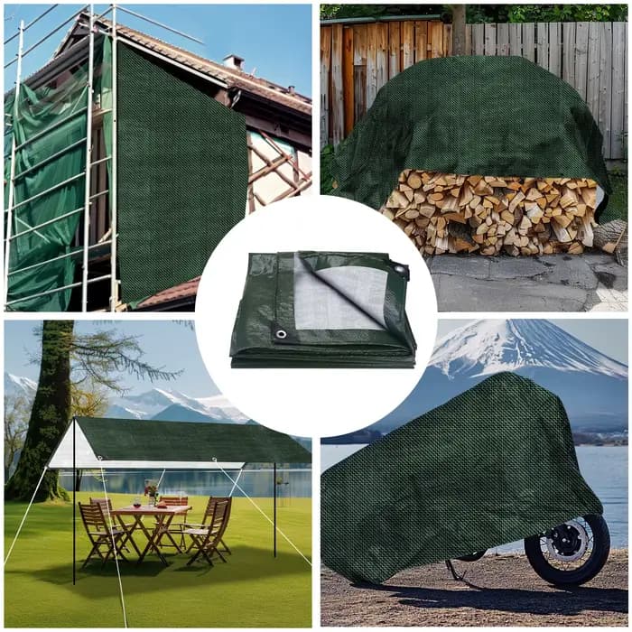 Grande bâche PE imperméable, couverture en feuille avec œillets renforcés, bâches imperméables pour piscine, caravane, couvertures de meubles de jardin