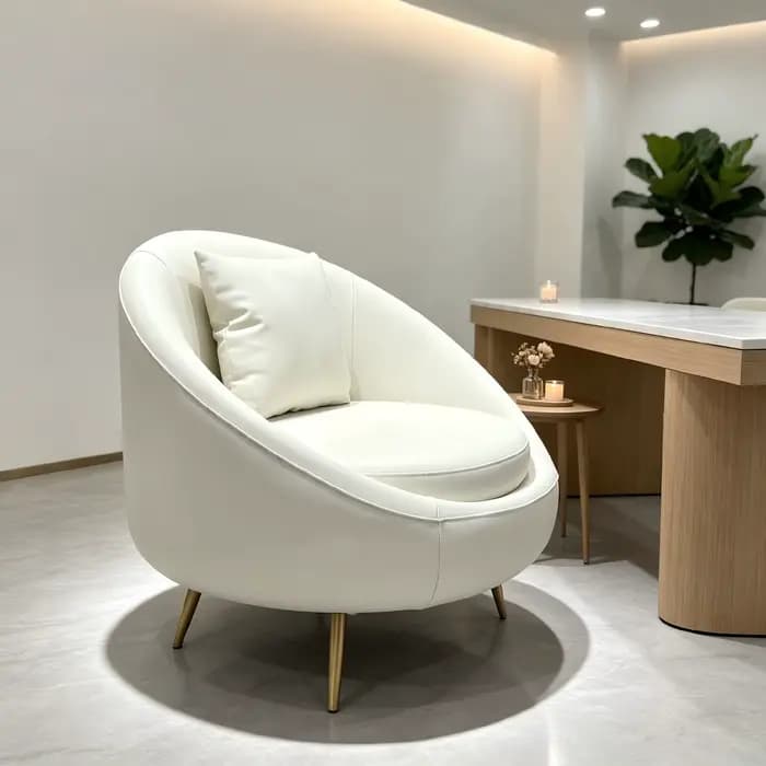Fauteuil d'appoint blanc crème avec coussin
