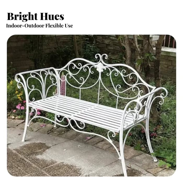Banc de jardin deux places en métal orné