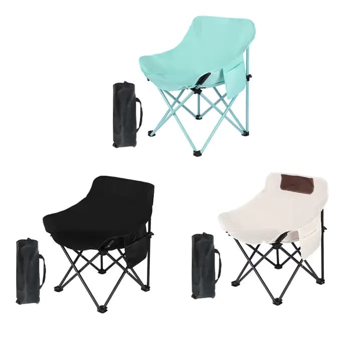 Chaise de camping pliable avec sac de rangement et poche