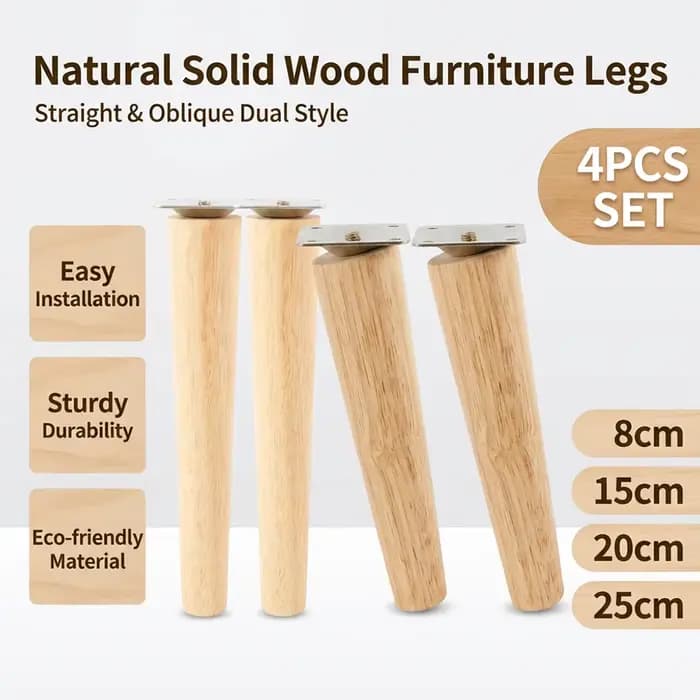 4 pièces pieds de meubles pieds de meubles en bois massif pieds de Table obliques/droits pieds de chaise antidérapants pieds de remplacement inclinés