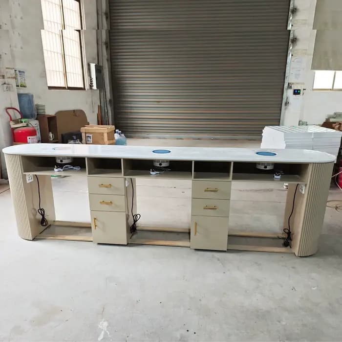 Table de manucure, Station de barre de manucure, bureau à ongles avec collecteur de poussière, ensemble de meubles de Salon de beauté de luxe à vendre