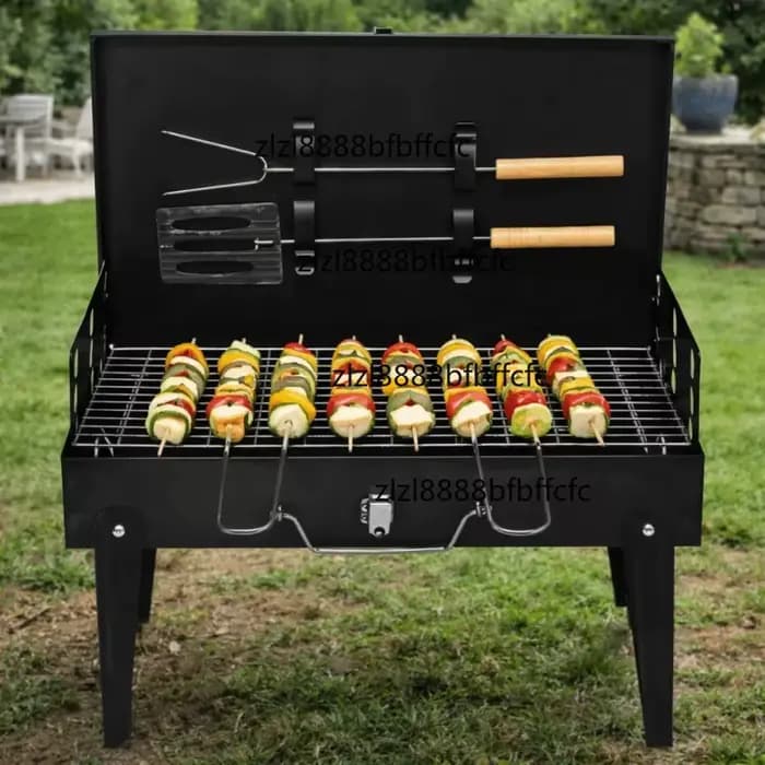 Barbecue portable pliable au charbon de bois avec poignée