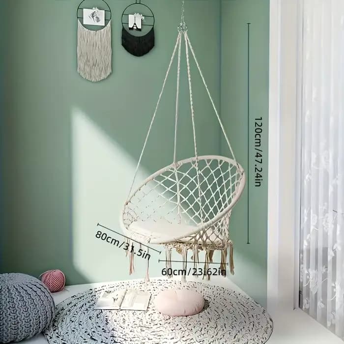 Chaise suspendue tissée avec dossier pour intérieur et extérieur