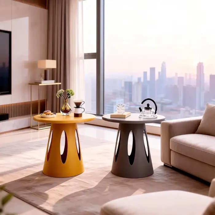 Tables basses rondes en plastique