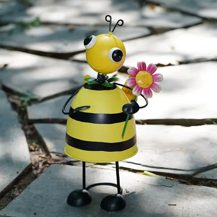 Abeille avec fleur ornements de jardin jolis cadeaux de jardinage pour femmes hommes Irom Statue artisanat Porches cour Patio décor à la maison Figurine