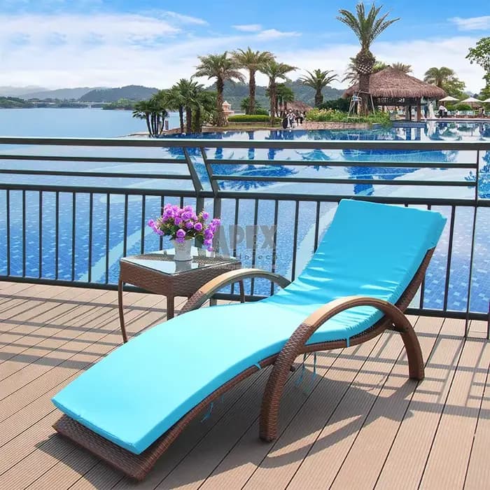 Piscine en rotin moderne en osier noir gris Chaise inclinable extérieure lit de soleil