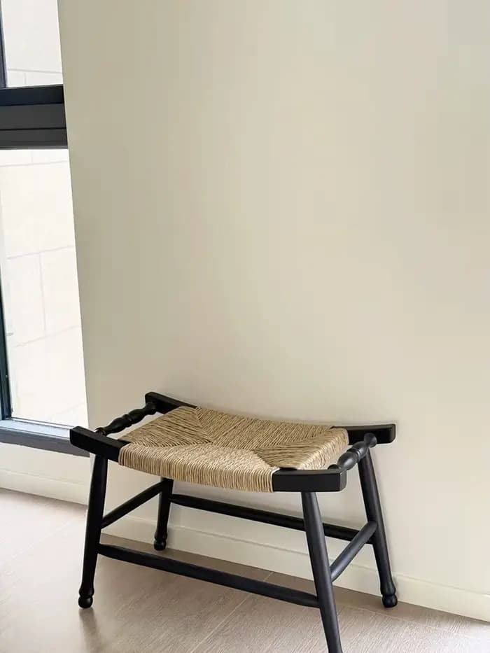 Tabouret vintage en rotin tressé et corde