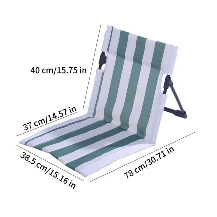 Chaise longue de plage pliable à rayures avec support lombaire