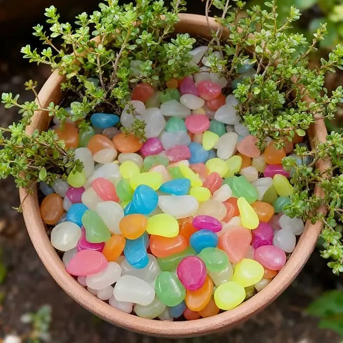 200 pièces/sac, pierres de jardin lumineuses colorées