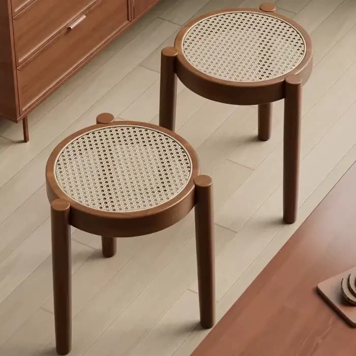 Chaises de salle à manger nordiques essuyables en rotin noir vintage