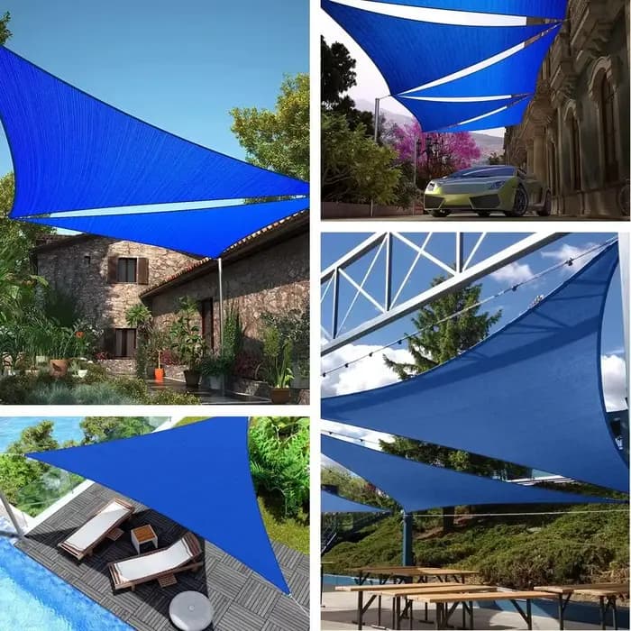 Abri solaire triangulaire imperméable 3x3x3M Taille 95% de blocage des UV Parasol triangulaire portable avec cordes Voile d'ombrage Zone de piscine