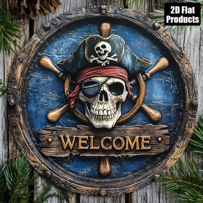 Panneau métallique pirate sur le thème nautique