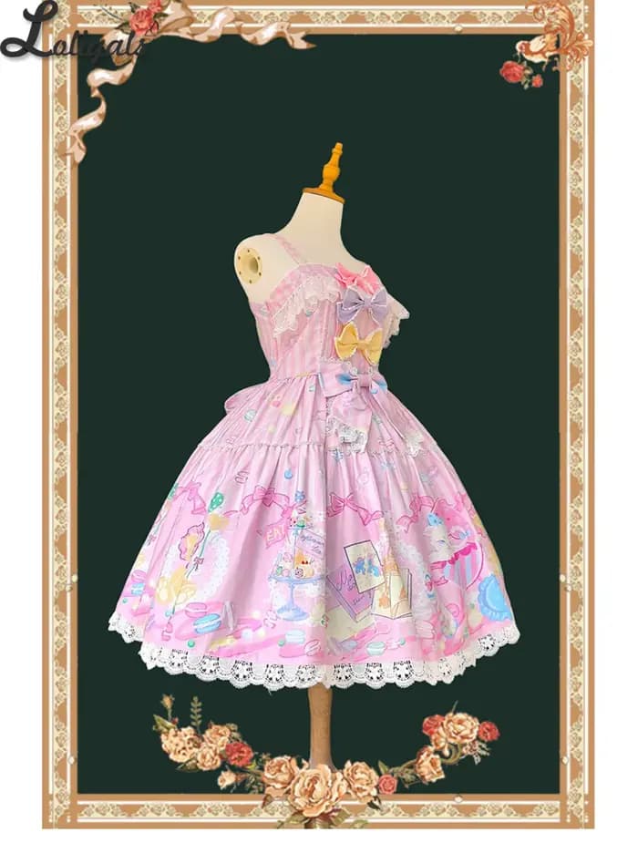 Robe Lolita JSK à volants en coton, robe de soirée sans manches ~ Macaron Dolly House par Infanta