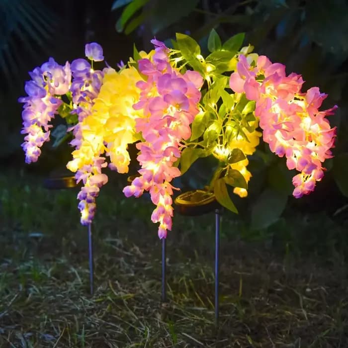 Lampe solaire LED 2026 en forme de fleur de glycine pour jardin, cour, pelouse, décoration paysagère et villa