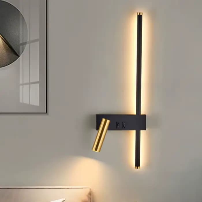 Applique nordique moderne noir et blanc minimaliste salon canapé fond mur lampe décorative lumière luxe chambre chevet