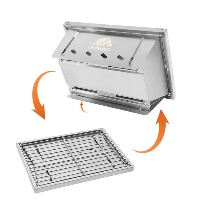Réchaud d'extérieur pliable en acier inoxydable 304, style coréen, 36cm