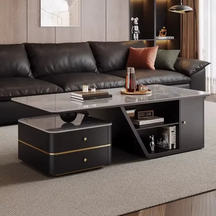 Table basse au design moderne avec rangement pour magazines