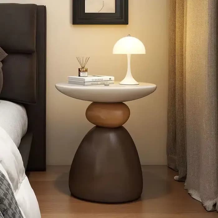Table d'appoint moderne en forme de galet