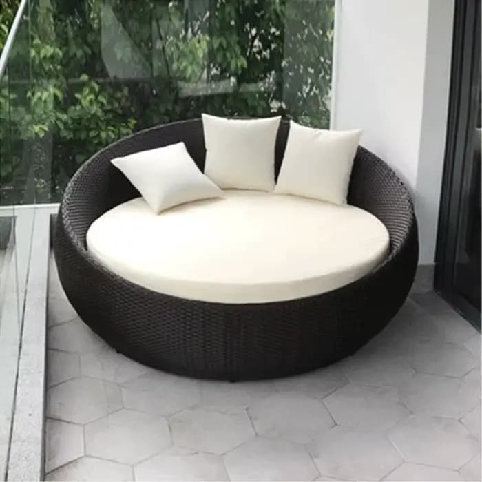 Mobilier d'extérieur moderne grande taille rideau Chaise longue Antique auvent plage soleil rotin lit de jardin lit