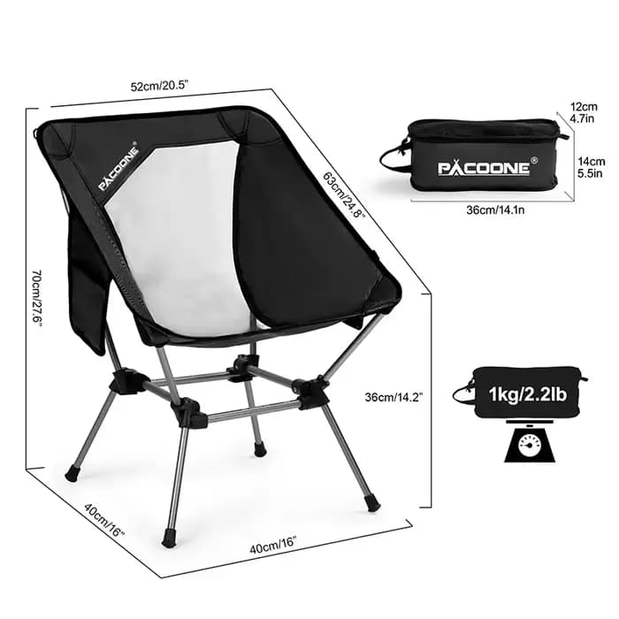 PACOONE voyage ultraléger chaise pliante détachable Portable lune chaise en plein air Camping pêche chaise plage randonnée pique-nique siège