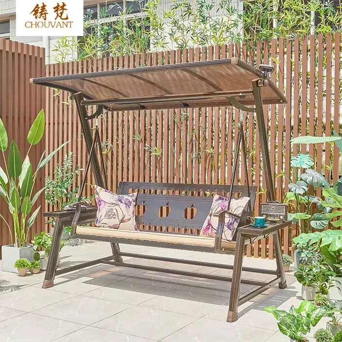 Balançoire de Patio en aluminium, chaise à bascule de jardin, ensemble de balançoires à trois places, canapé suspendu moderne, chaise de loisirs, balançoire d'extérieur pour adultes
