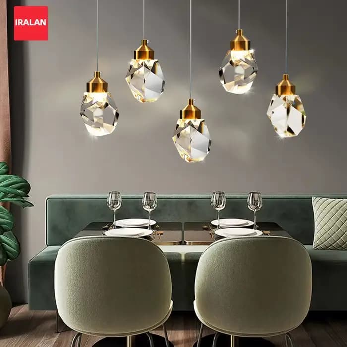 Lustre créatif moderne Lustre plafonnier cristal pierre lumière décor à la maison Suspension chevet salle à manger Loft éclairage de luxe