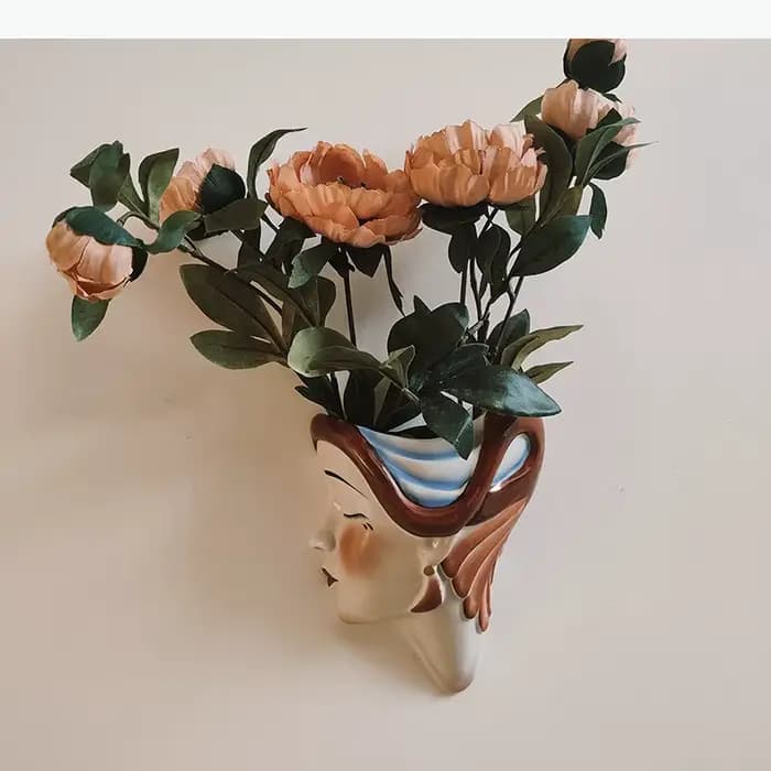 Vase mural en porcelaine élégant, motif femme noble, pour décoration murale de salon, arrangement floral