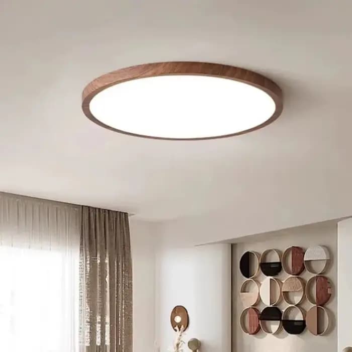 Plafond moderne à LEDs lumière circulaire ultra-mince Grain de bois noyer lumière décorative chambre salle à manger salon intérieur maison lumière