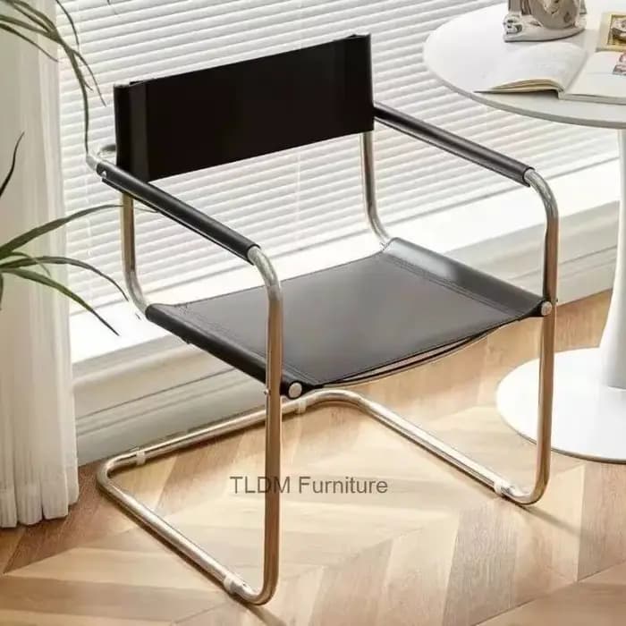 Fauteuil en cuir de Style industriel avec cadre en acier inoxydable