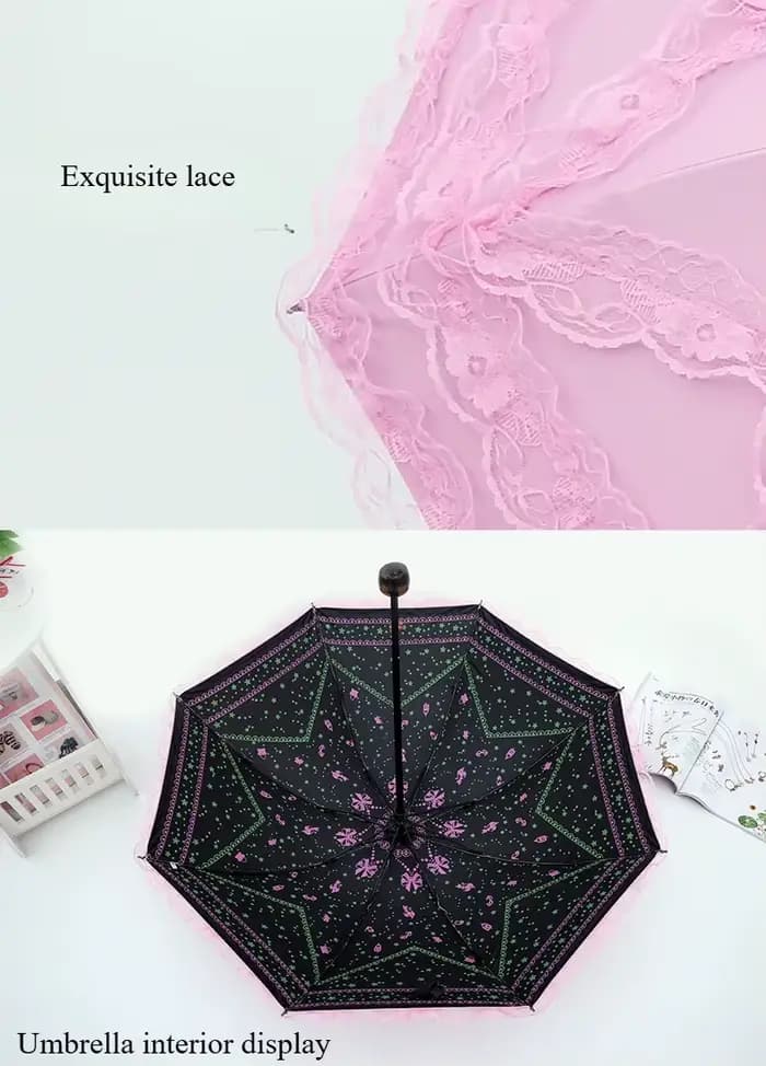 Parasol pliable en dentelle UV soleil et pluie