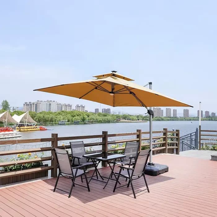 Parasol commercial d'extérieur, 3x3m, structure en aluminium, tissu polyester 250g, parasol moderne pour jardin